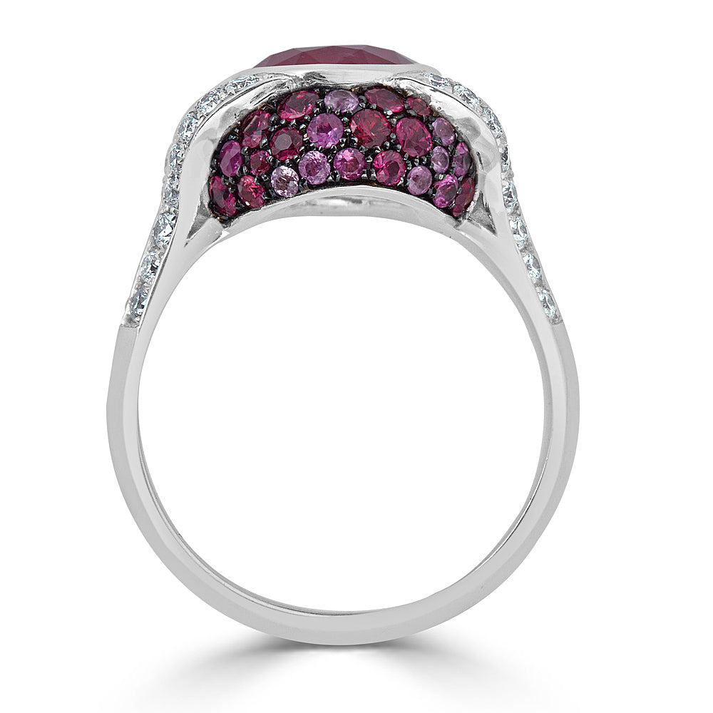 Ruby and Pink Sapphires Art Deco Ring