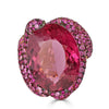 Rose Gold Ring with Rubellite Tourmaline and Pave Pink Sapphires
