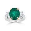 7 Stone Prong Set Emerald and Pear Shape Diamond Ring
