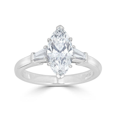 Harry Winston Platinum Engagement Ring with Center Marquise