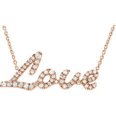 Pave Diamond "Love" Necklace