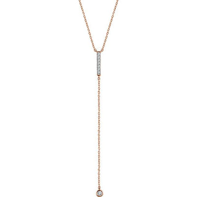Pave Diamond Bar and Chain "Y" Necklace