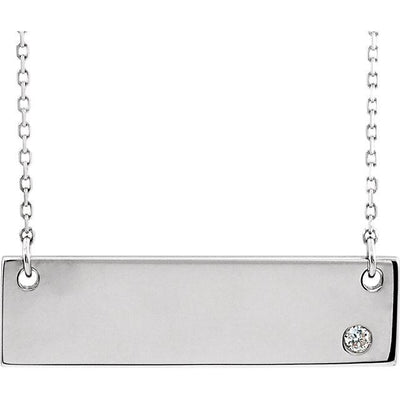 Engravable Bar Necklace with Diamond