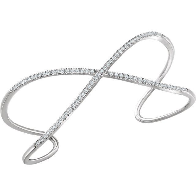 Pave Diamond Criss Cross Cuff Bracelet