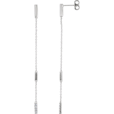 Pave Set Bar and Chain Earrings