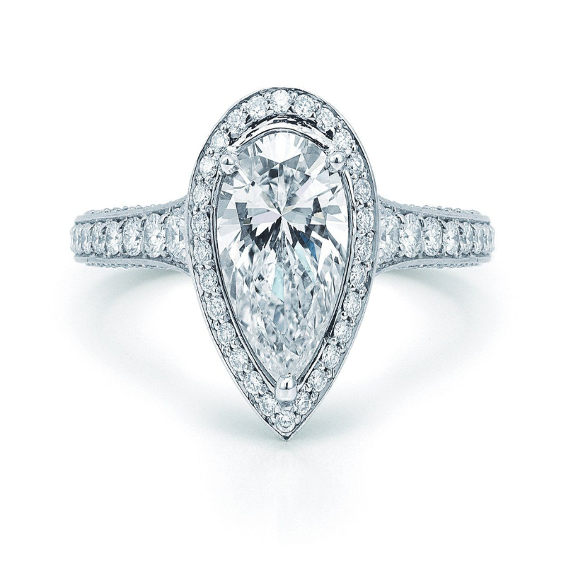 Pear Shape Framed Diamond Engagement Ring