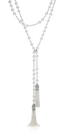 Pearl Tassel Necklace with Diamonds