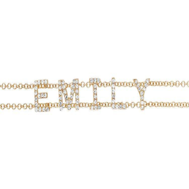 Personalized Pave Diamond Letter Bracelet