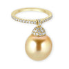 South Sea Pearl Dangling Ring with Pave Diamonds