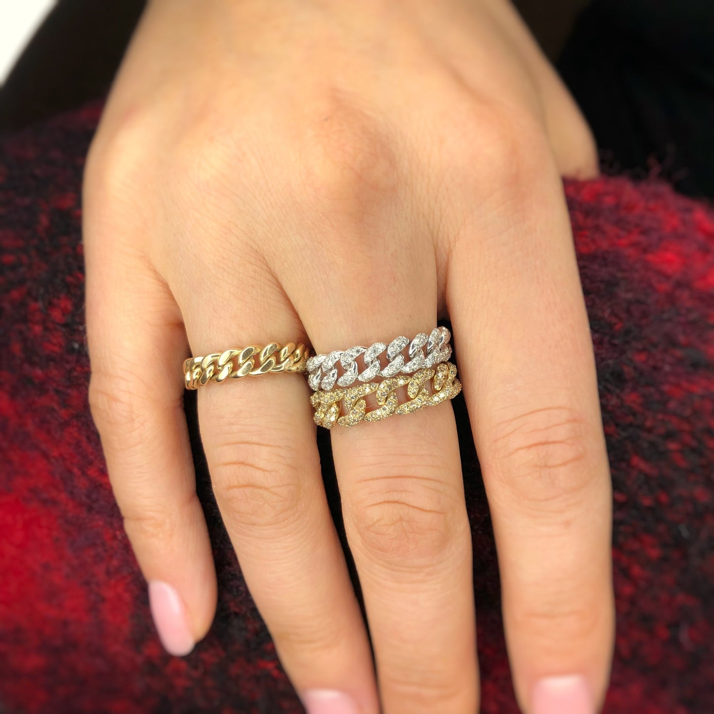 Pave Diamond Chain Link Ring