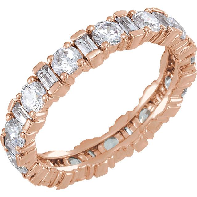 Round and Baguette Diamond Alternating Eternity Band