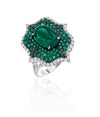 Cabochon Emerald Ring with Diamonds