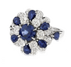 White Gold Art Deco Ring with Sapphires and Diamonds