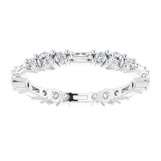 Baguette and Cluster Diamond Eternity Band