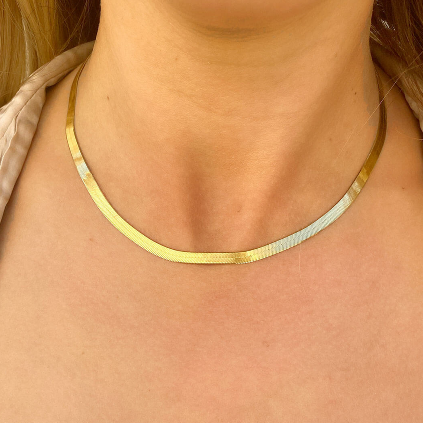 14k Yellow Gold Herringbone Necklace