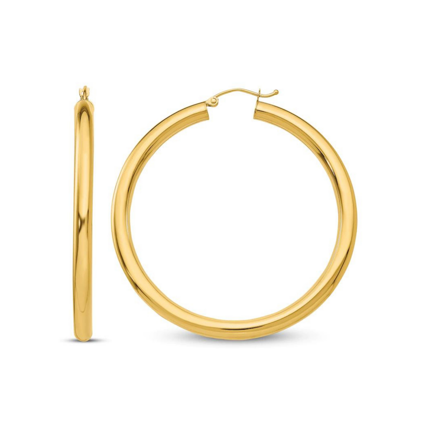 14k Yellow Gold Tube Hoops