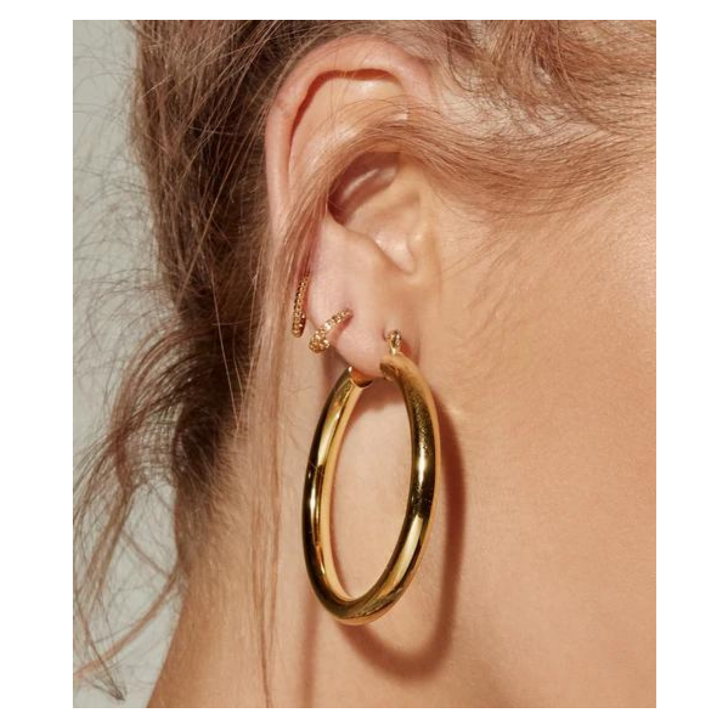 14k Yellow Gold Tube Hoops