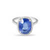 Sapphire Ring with Halo Pave and Pave Band