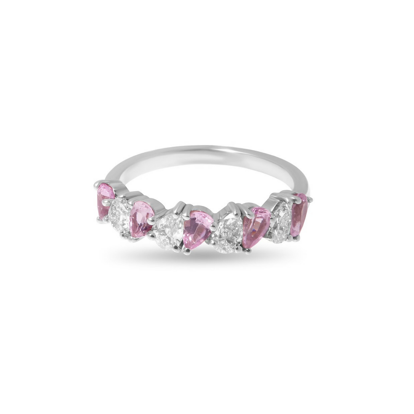 Pink Pear Shape Sapphires and Diamonds Ring