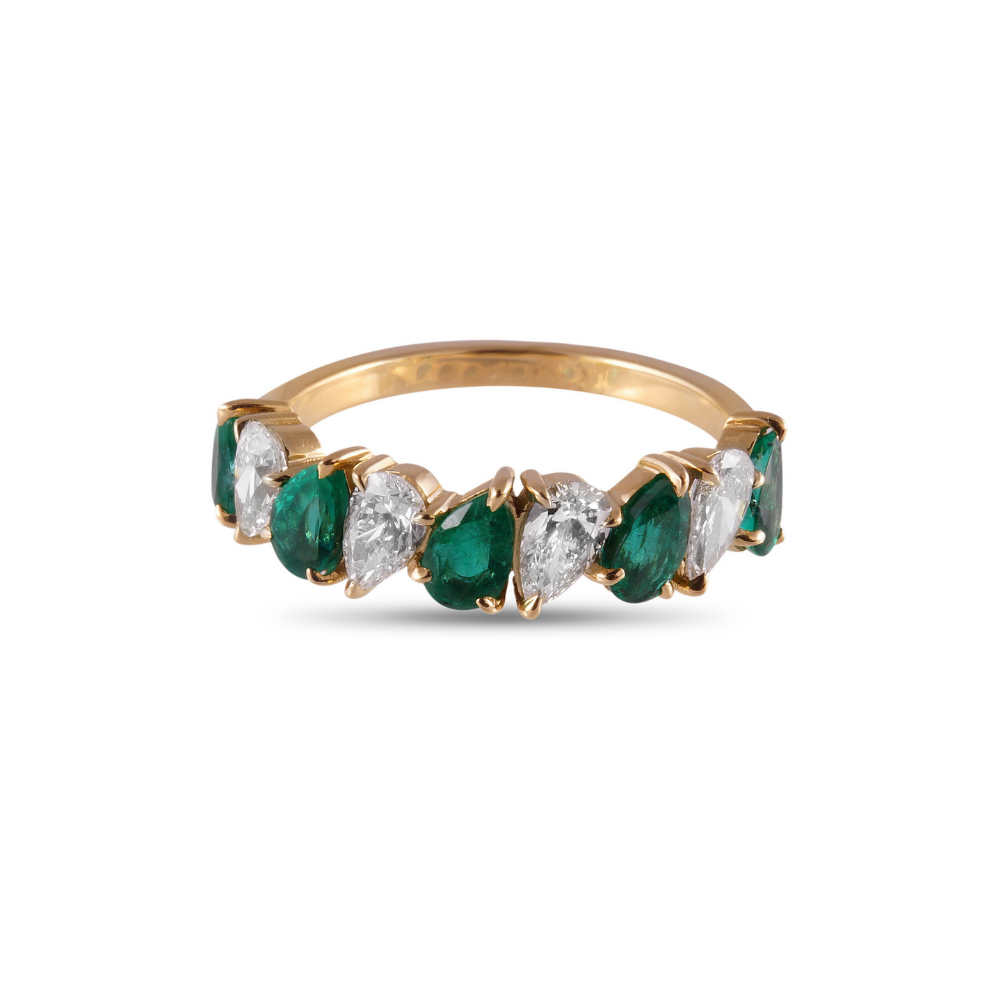 Pear Shaped Emeralds and Diamond Ring