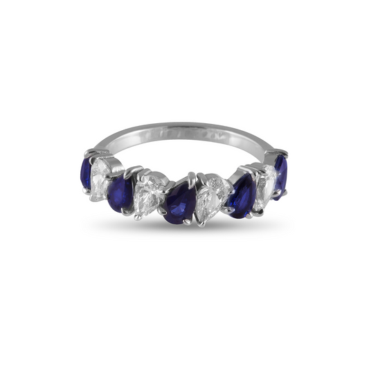 Blue Pear Shaped Sapphires and Diamond Ring