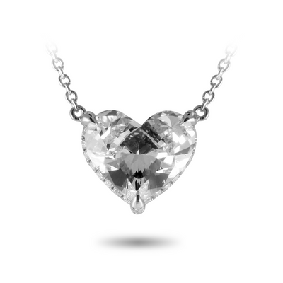 Heart Shaped Diamond Necklace with Hidden Pave Halo