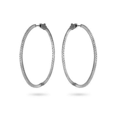 Thin Diamond Hoop Earrings