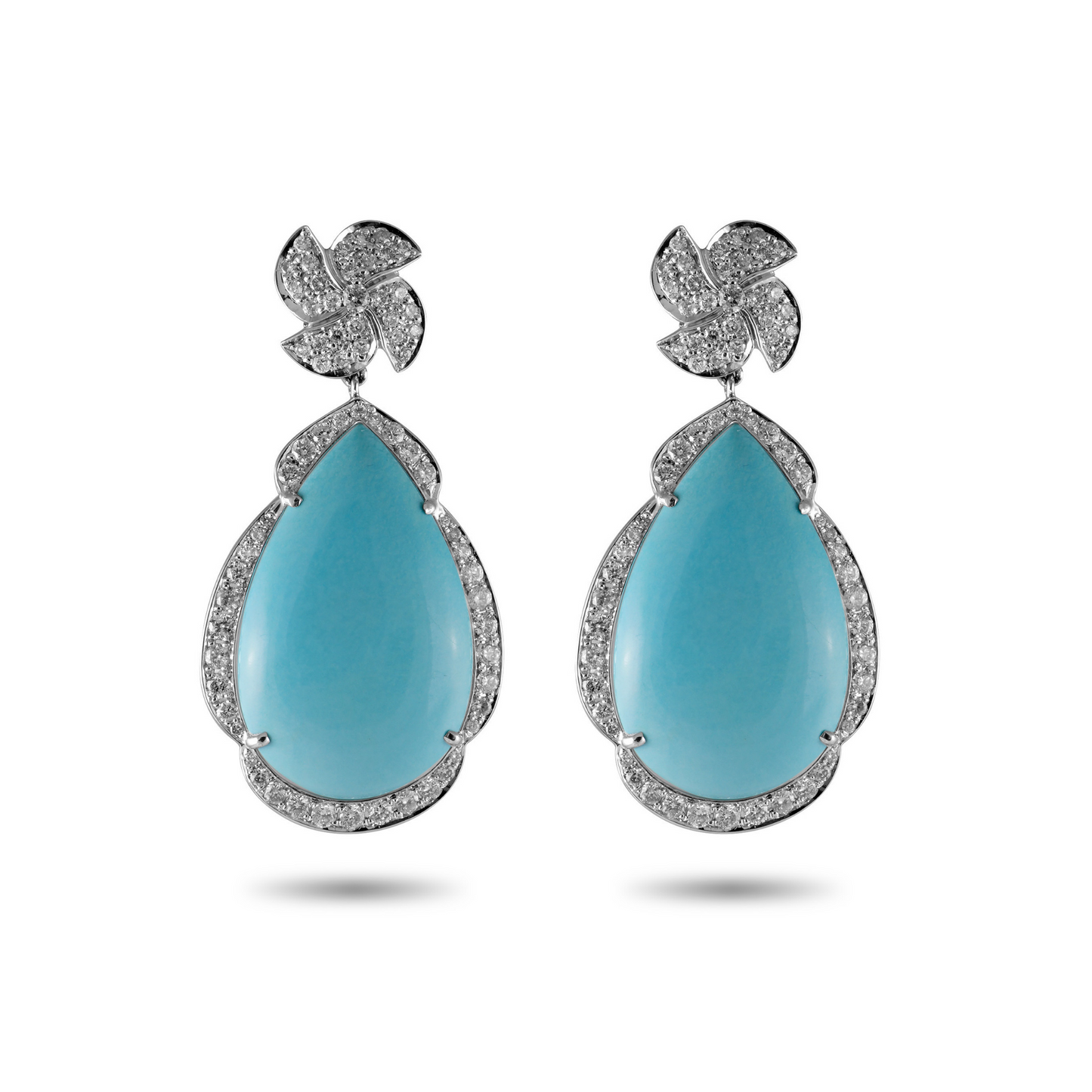 Sleeping Beauty Turquoise Drop Earrings with Diamonds