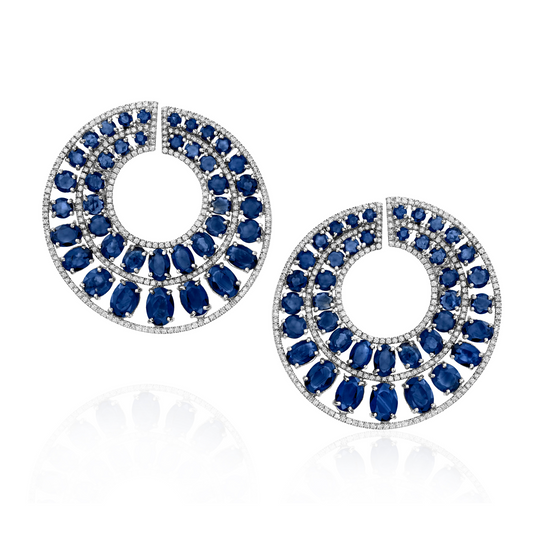 Blue Sapphires and Diamond Earrings