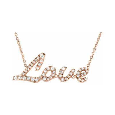 Pave Diamond "Love" Necklace