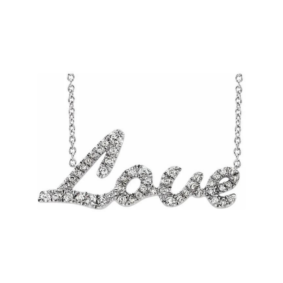 Pave Diamond "Love" Necklace