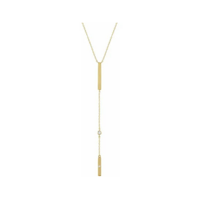 Engravable Bar and Chain "Y" Necklace