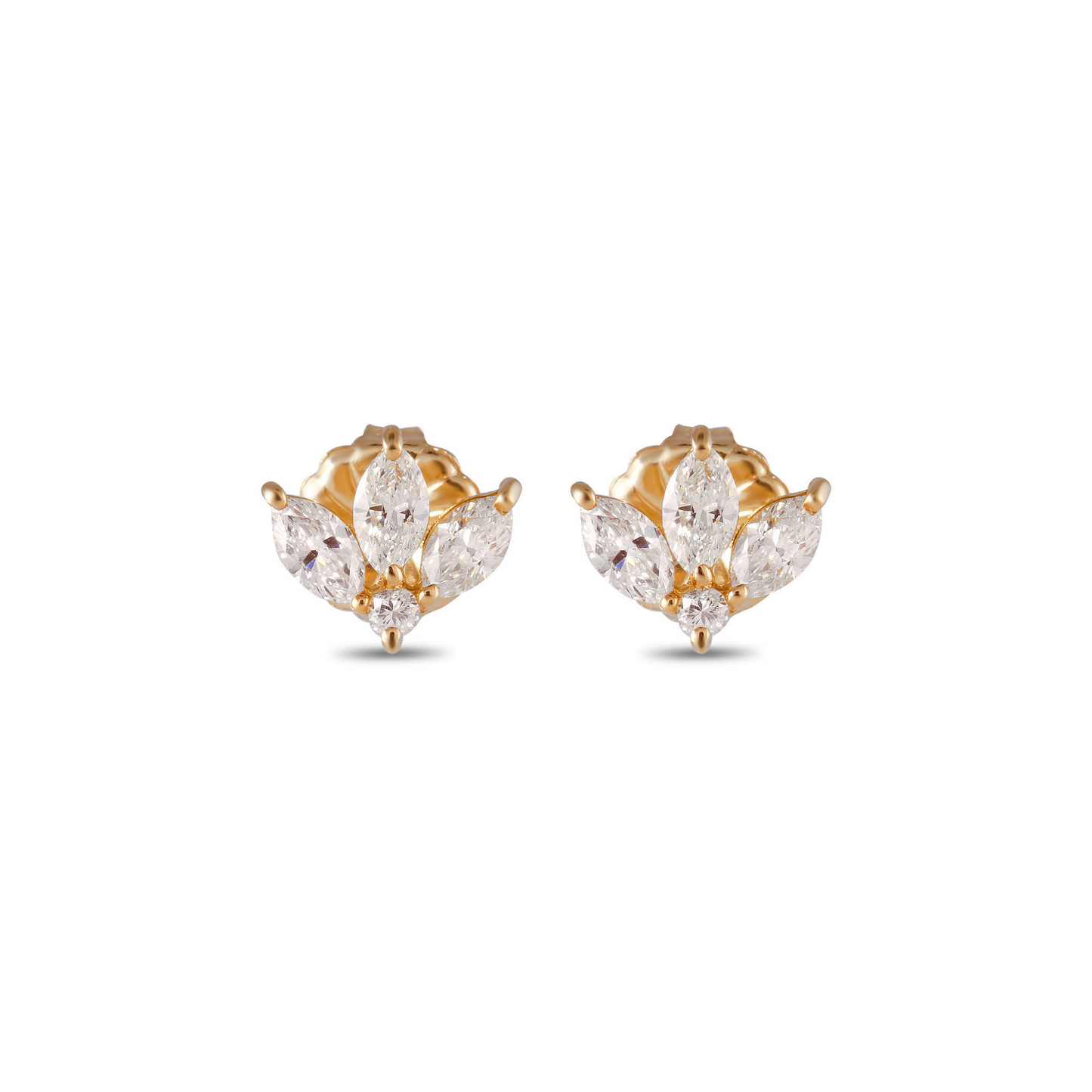 Yellow Gold Marquis Leaf Studs