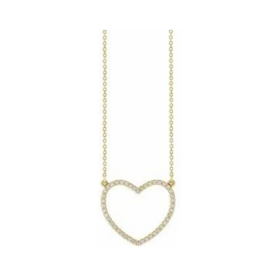 Large Pave Diamond Heart Necklace