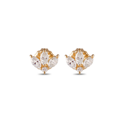 Yellow Gold Marquis Leaf Studs