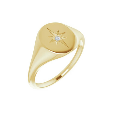 Diamond Starburst Signet Ring