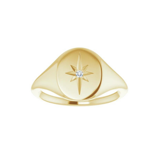 Diamond Starburst Signet Ring