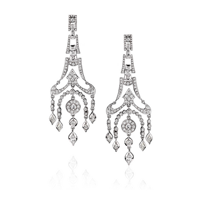 White Gold Chandelier Earrings with Diamonds