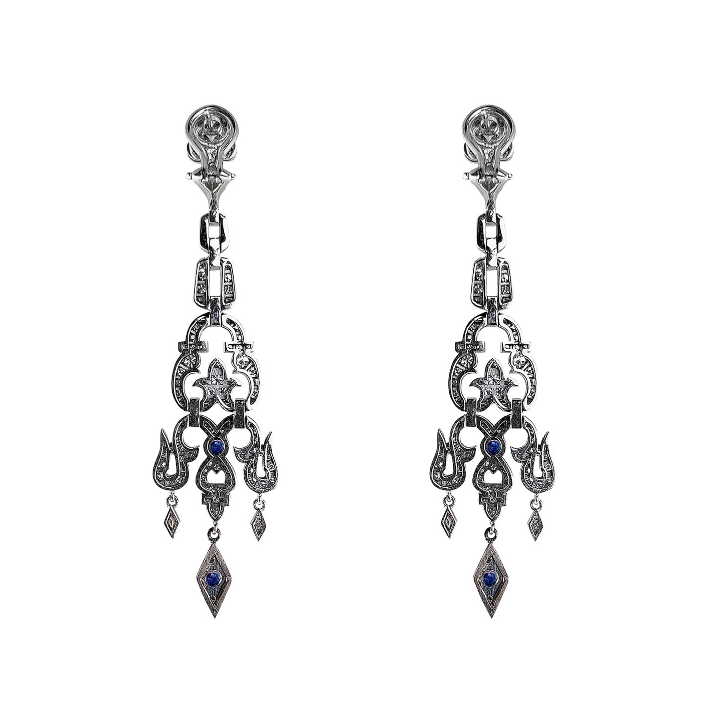 Diamonds and Sapphires Chandelier Earrings