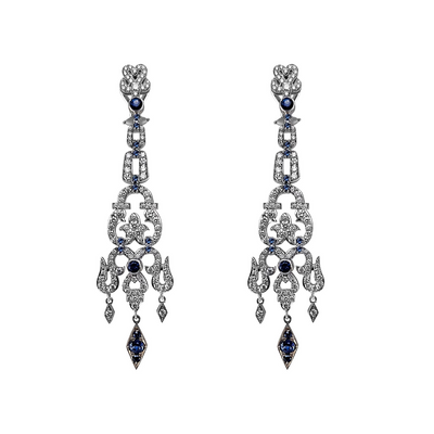 Diamonds and Sapphires Chandelier Earrings